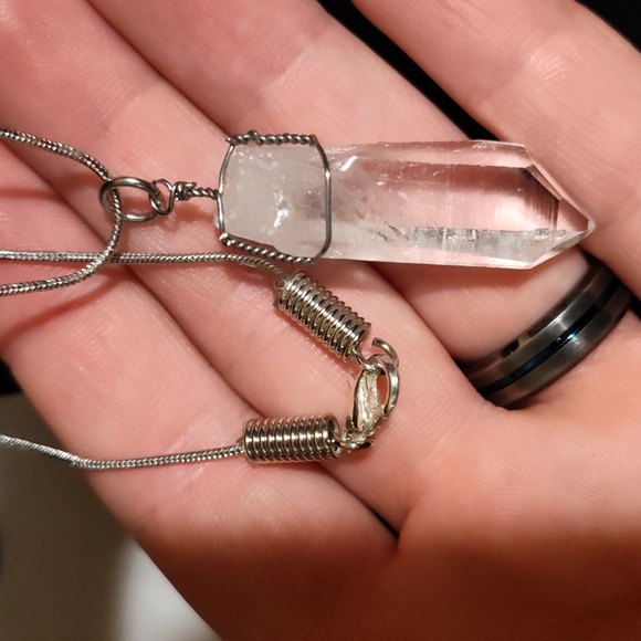 Handcrafted Wire Wrapped Natural Terminated Clear Quartz Necklace - Picture 3 of 4